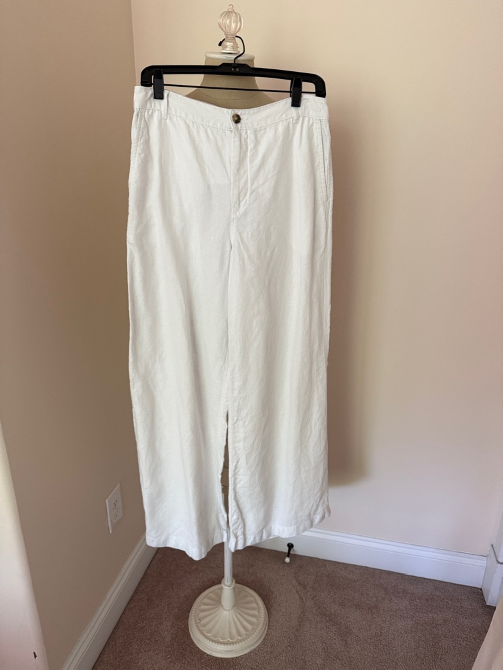 Madewell White Wide-Leg Linen Pants